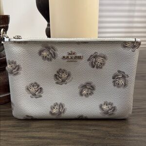 Coach Floral Print Wristlet in Gray